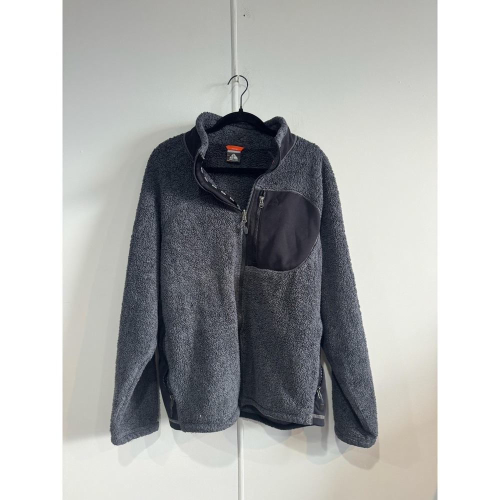 VTG Nike ACG Jacket Mens Large Gray Fleece Full Zip Deep Pile Pockets Outdoor